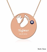 Kişiye Özel İsimli Nazarlı İlk Adım Rose Gümüş Kolye