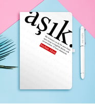 BK Gift Kişiye Özel Aşık Temalı Beyaz Defter Kalem Seti