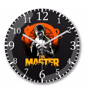 Bruce Lee The Master  Duvar Saati Bombeli Gercek Cam