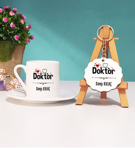 Doktor Hediye Türk Kahvesi Fincanı ve Anahtarlık Hediye Seti