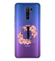Pembe Çiçekli Harf Tasarım Süper Şeffaf Silikon Telefon Kılıfı Xiomai Redmi 9 J-