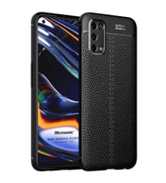 Microsonic Realme 7 Pro Kılıf Deri Dokulu Silikon Siyah