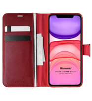 Microsonic Apple iPhone 11 Kılıf Delux Leather Wallet Kırmızı