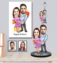 Kişiye Özel Sevgili Karikatürlü 3 lü Hediye Seti  Model 13