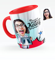 BK Gift Kişiye Özel Bayan Radyoloji Uzmanı Karikatürlü Kırmızı Kupa Bardak  1