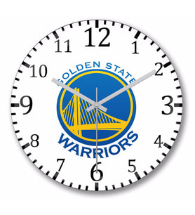 Golden State Warriors Logo Duvar Saati Bombeli Gercek Cam
