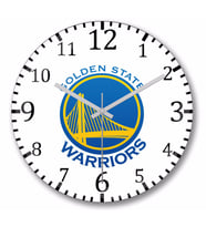 Golden State Warriors Logo Duvar Saati Bombeli Gercek Cam