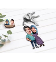 BK Gift Kişiye Özel Sevgililer Karikatürlü Ahşap Anahtarlık-61