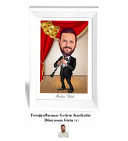 Kişiye Özel İsimli Klarnetçi Karikatür 20x30 cm Fotoğraf Çerçevesi