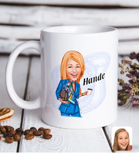 BK Gift Kişiye Özel Kadın Moda İkonu Karikatürlü Beyaz Kupa Bardak-5