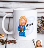 BK Gift Kişiye Özel Kadın Moda İkonu Karikatürlü Beyaz Kupa Bardak-5