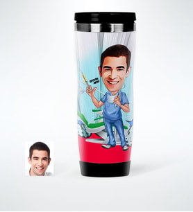 BK Gift Kişiye Özel Bay Diş Hekimi Karikatürlü Çelik Termos Bardak  4