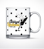 BK Gift Kişiye Özel Edebiyat Öğretmeni Cam Kupa Bardak - 2