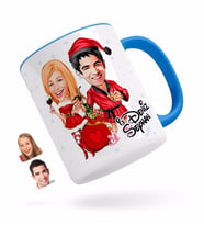 BK Gift Kişiye Özel Yeni Yıl Sevgililer Karikatürlü Mavi Kupa Bardak-5