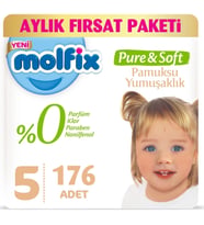 Molfix Pure&Soft Bebek Bezi Beden:5 (11-18Kg) Junior 176 Adet Avantaj Süper Fırsat Pk (4 Lü Set)