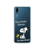 Snoopy Tasarımlı Süper Şeffaf Silikon Telefon Kılıfı Huawei P20 