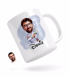 BK Gift Kişiye Özel Erkek Kasap Karikatürlü Beyaz Kupa Bardak-1