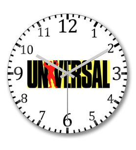 Universal Fitness Logo1 Duvar Saati Bombeli Gercek Cam