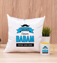 Canım Babam Kare Yastık ve Sarı Kupa Bardak