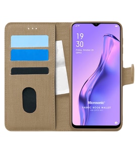 Microsonic Oppo A31 Kılıf Fabric Book Wallet Gold