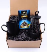 French Press & Siyah Kupa & Beta Tea Turunç Bahçesi Çayı Hediye seti