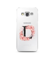 Pembe Çiçekli Harf Tasarım Süper Şeffaf Silikon Telefon Kılıfı Samsung A3 (2015)