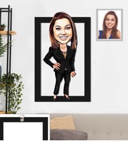 Kişiye Özel Patron Karikatürlü 3D Ahşap Tablo 30x47 Bayan-22
