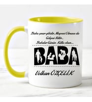 Babalar Günü Hediyesi Babaya Özel İsimli Kupa Bardak (Sarı)