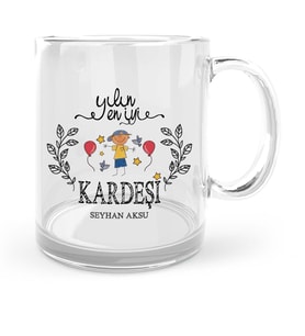 BK Gift Kişiye Özel Yılın En İyi Kardeşi Cam Kupa Bardak  2