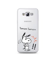 Snoopy Tasarımlı Süper Şeffaf Silikon Telefon Kılıfı Samsung E7
