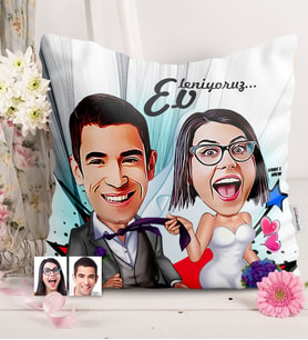BK Gift Kişiye Özel Evleniyoruz Karikatürlü  Yastık  6