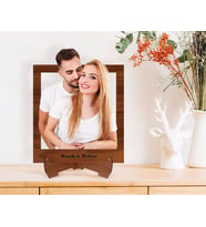 BK Gift Kişiye Özel Sevgililer Fotoğraflı Ahşap Standlı 3D Biblo-1 (Beyaz)