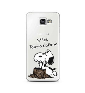 Snoopy Tasarımlı Süper Şeffaf Silikon Telefon Kılıfı Samsung A3 (2016)
