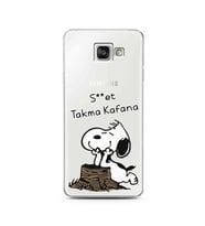Snoopy Tasarımlı Süper Şeffaf Silikon Telefon Kılıfı Samsung A3 (2016)