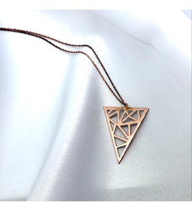 Rose Geometrik Desen Gümüş Kolye