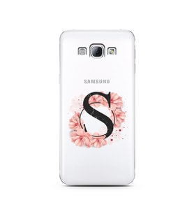 Pembe Çiçekli Harf Tasarım Süper Şeffaf Silikon Telefon Kılıfı Samsung A8 (2015)