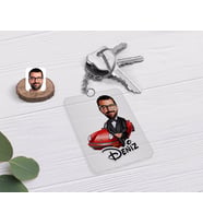 BK Gift Kişiye Özel Erkek Patron Karikatürlü Şeffaf Pleksi Anahtarlık-1 (Beyaz)