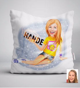 BK Gift Kişiye Özel Bayan Karikatürlü Beyaz Yastık-42
