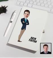 Kişiye Özel Müdürüm Karikatürize Defter Kalem Seti Beyaz 91318