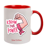 İsme Özel Renkli Kulp Kupa Bardak - Know Your Power Temalı (Kırmızı)