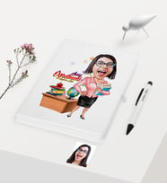 BK Gift Kişiye Özel Bayan Öğretmen Temalı Karikatürlü Beyaz Defter Kalem Hediye Seti - 5