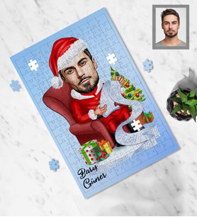 Kişiye Özel Yılbaşı Erkek Karikatürlü 130 Parça Puzzle Model-9