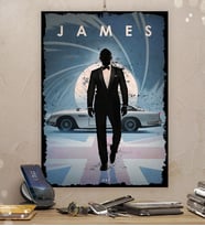 James Bond Araba DB5  4 Boy Seçenekli Hediyelik 8mm Dekoratif  Ahşap Tablo