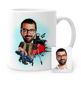 BK Gift Kişiye Özel Bay Profesyonel Fotoğrafçı Karikatür Beyaz Kupa Bardak  1