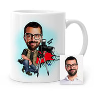 BK Gift Kişiye Özel Bay Profesyonel Fotoğrafçı Karikatür Beyaz Kupa Bardak  1
