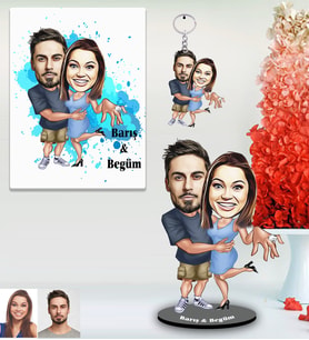 Kişiye Özel Sevgili Karikatürlü 3 lü Hediye Seti Model 3