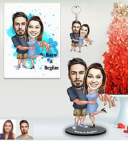 Kişiye Özel Sevgili Karikatürlü 3 lü Hediye Seti Model 3