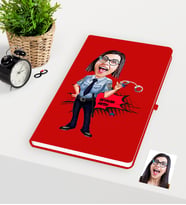 BK Gift Kişiye Özel Bayan Polis Karikatürlü Kırmızı Defter