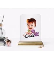 BK Gift Kişiye Özel Bebek Karikatürlü Ahşap Standlı Çerçeve-2 (Beyaz)
