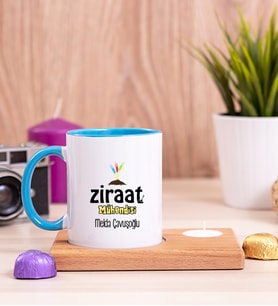 Ziraat Mühendisi Ahşap Altlıklı Mumlu Mavi Kupa Bardak